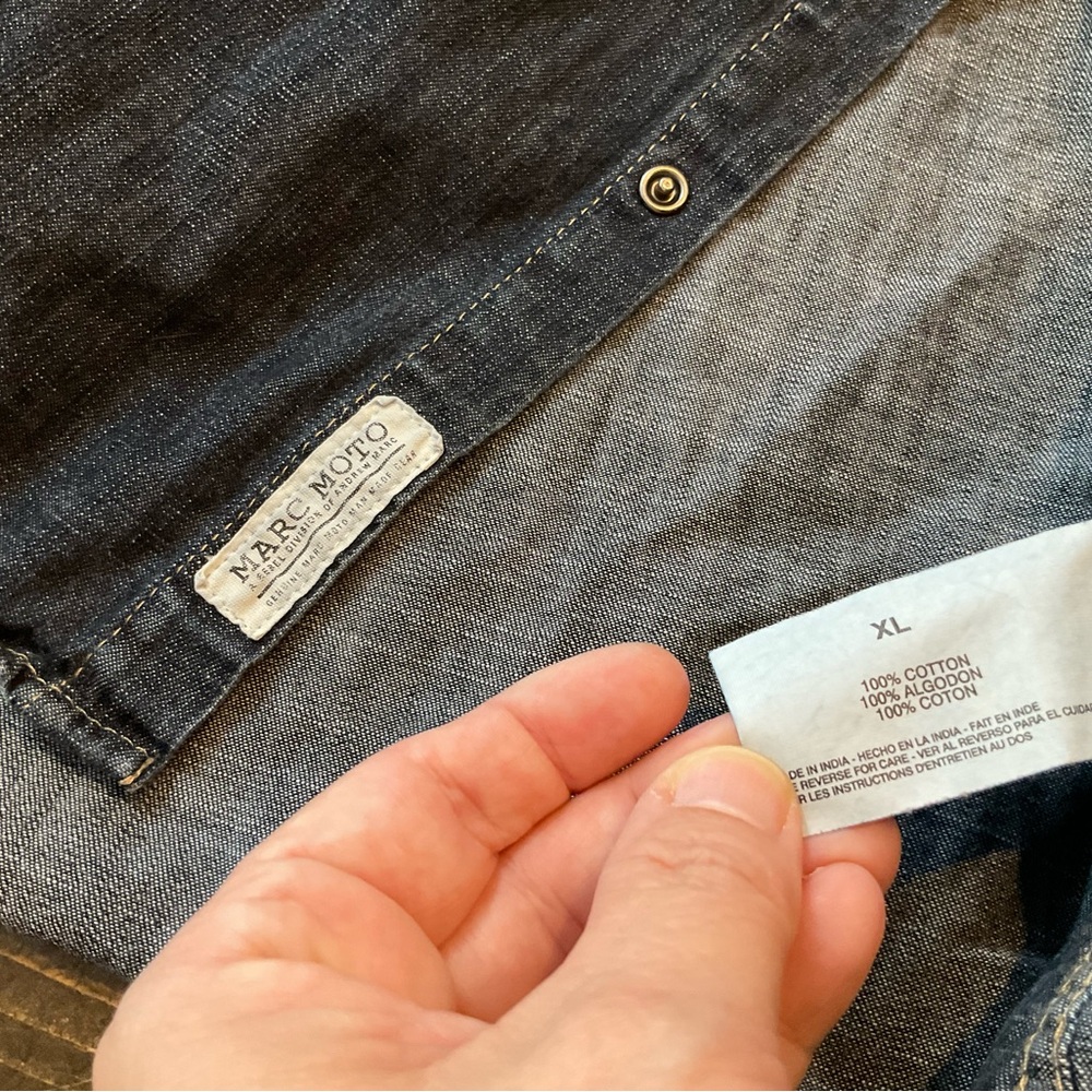 Marc Moto Classic Blue Denim Button-Down Shirt - Picture 8 of 9